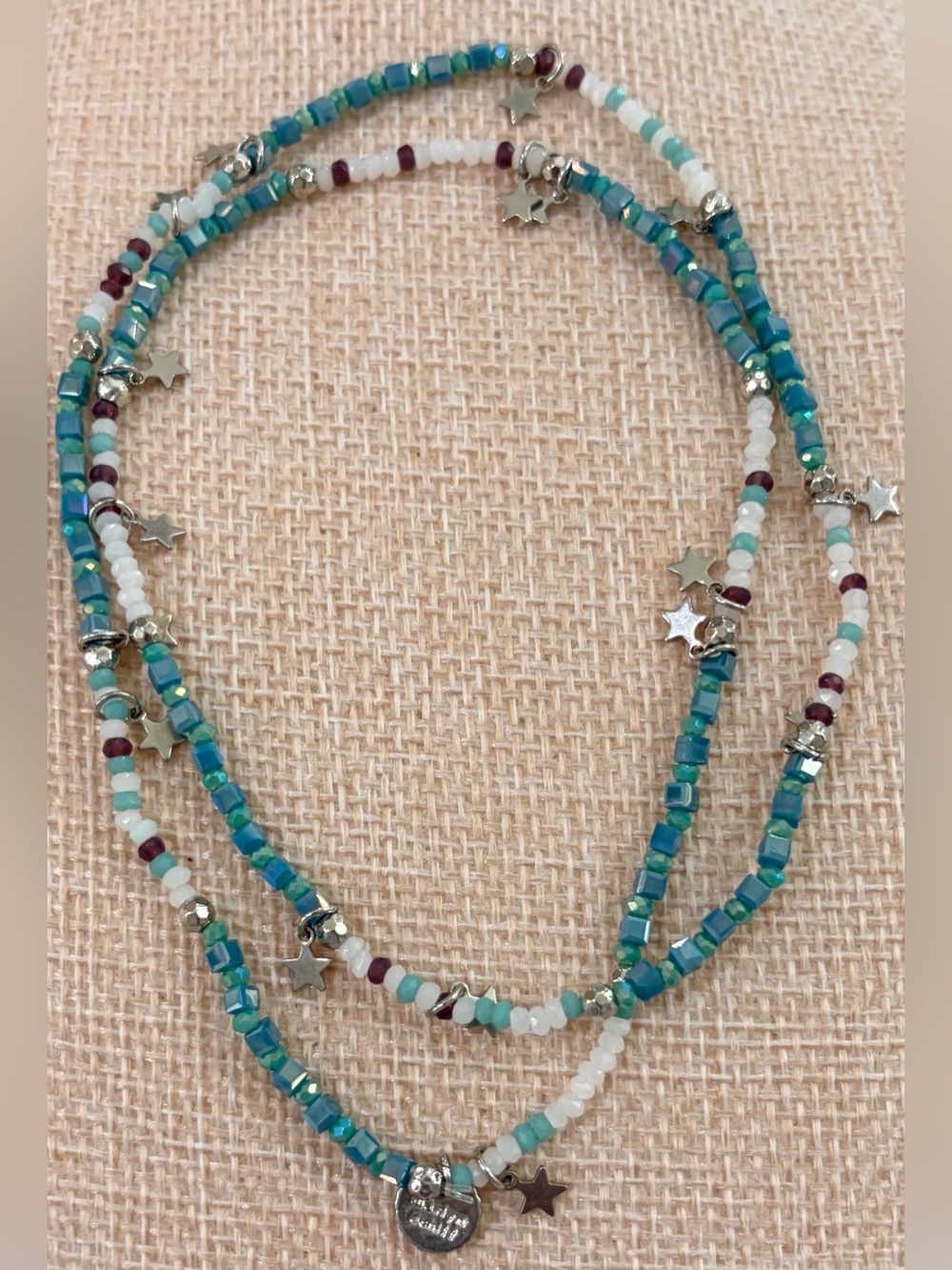 NEW Marlyn Schiff Delicate Turquoise Beaded Wrap Bracelet- Silver